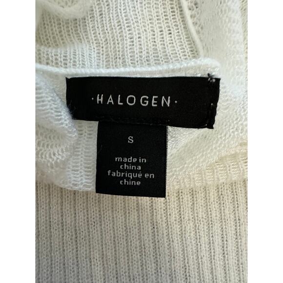 New ~ HALOGEN ~ Sheer Illusion Neck Rib Sweater Size S VISCOSE - Picture 6 of 9